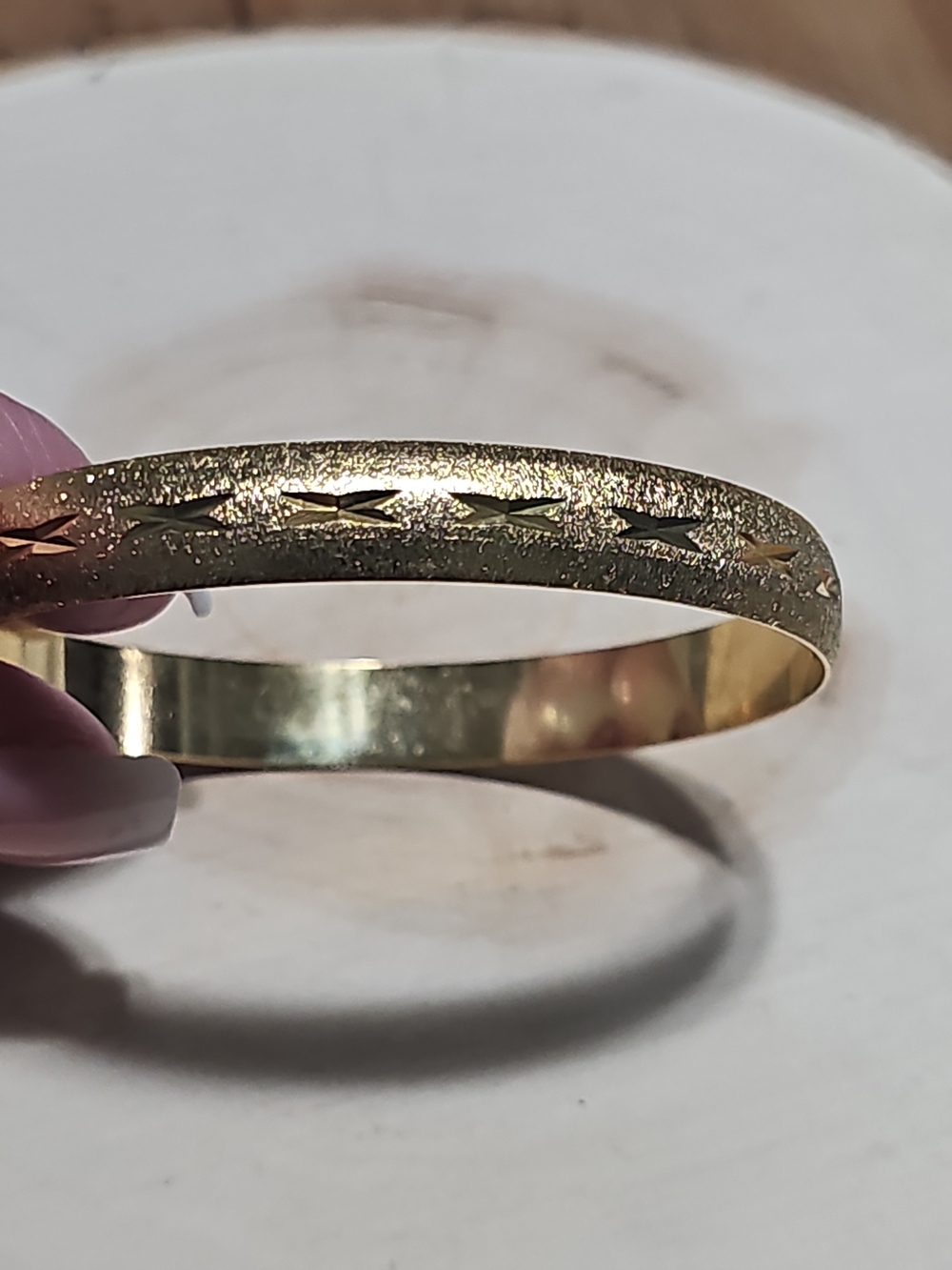 Gold-Tone Stamped Pattern Bangle Bracelet - Women